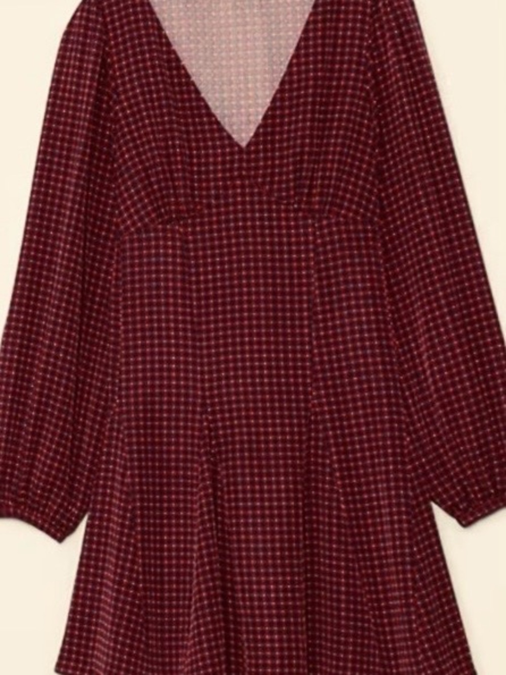 Banana Republic Silky Deep Red & Navy Long-Sleeve Fit & Flare Dress: Size 8
